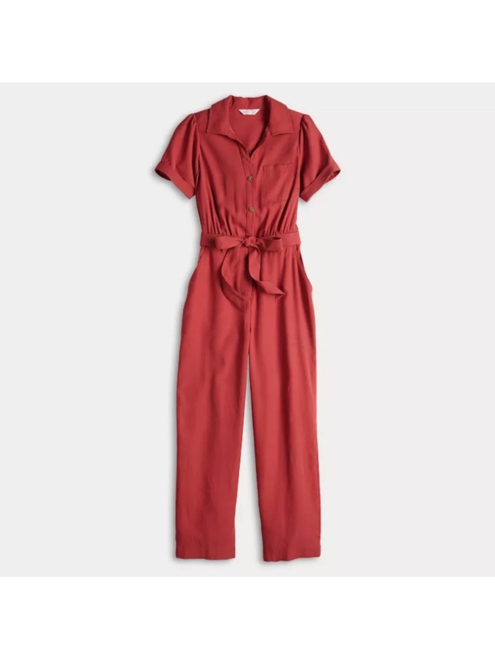 LC Lauren Conrad Short-Sleeve Collared Boilersuit Jumpsuit